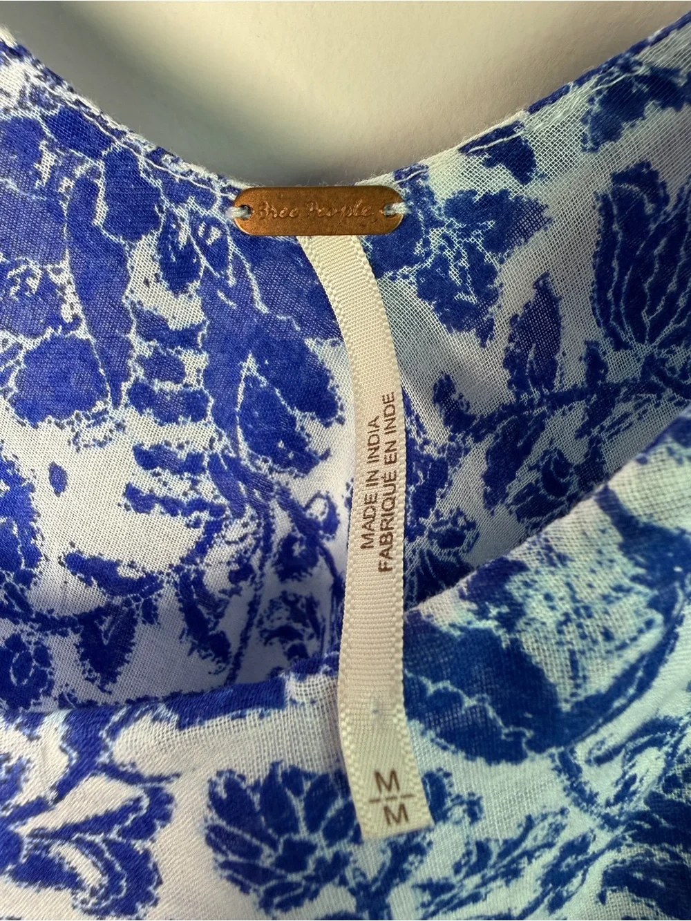 FREE PEOPLE | Kikas Blue & White Floral Tie-Strap Tiered Ruffle Maxi Dress M